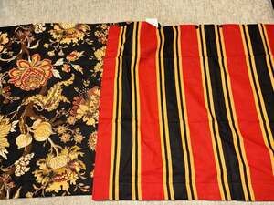 New Pair Rose Tree Luxury Euro Pillow Shams Autumn Floral Stripe Black Red Gol
